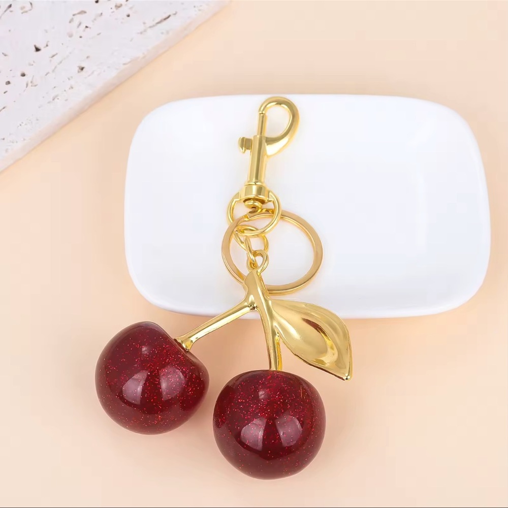 Red Cherry Charm Keychain Bag Charm